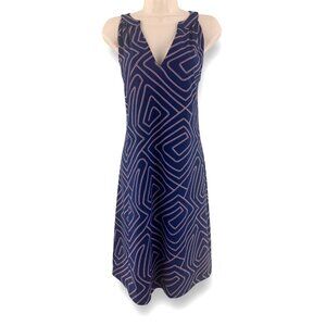 Size 14 ELLIE KAI NAVY BLUE PINK GEOMETRIC‎ STRETCH DRESS Summer Vacation Cruise